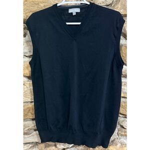 Men’s Toscano Firenze Italy Black Merino wool v-neck Vest size Large